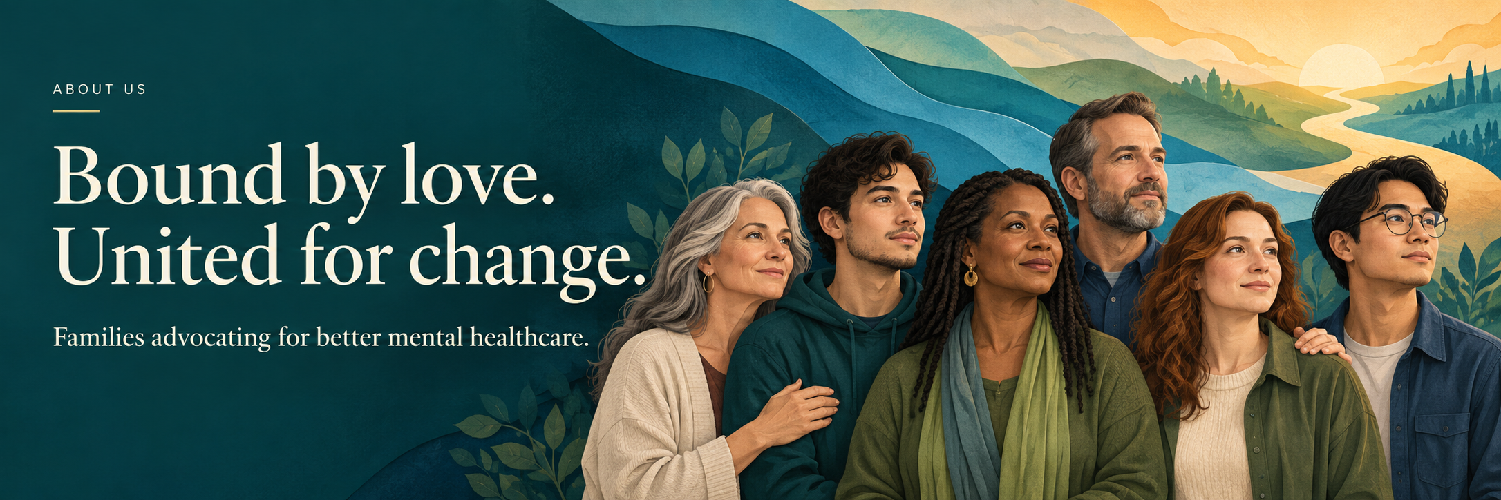 Banner image for About Us page: Bound by love. United for change.
